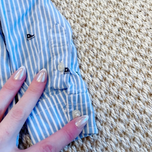 Ralph Lauren Boys Button Down Shirt Size 2T Blue Cotton Striped Embroidered - Picture 4 of 6